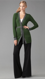 Vince Contrast Belted Cardigan
