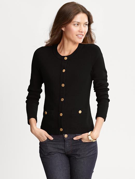 Thursday's TPS Report: Gold Button Sweater Jacket - Corporette.com