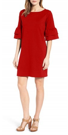 Ruffle Sleeve Shift Dress