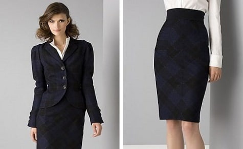 dvf plaid skirt suit