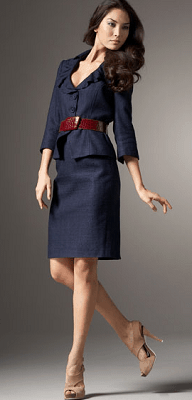 Neiman Marcus Belted Silk Skirtsuit
