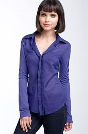 Splendid woven front knit pullover shirt