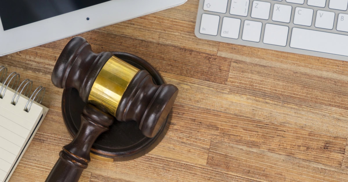gavel and computer keyboard