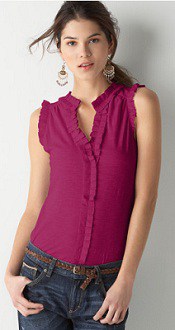 Pleated Voile Trim Top
