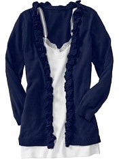 Ruffle-Trim Open-Front Cardigans