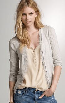 Cotton-wool ruffled placket cardigan