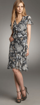 Neiman Marcus Ruffled Silk Wrap Dress