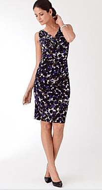 American Living Gathered Dress-Black Multi Dot