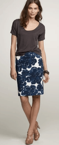 J.Crew Canterbury bells pencil skirt