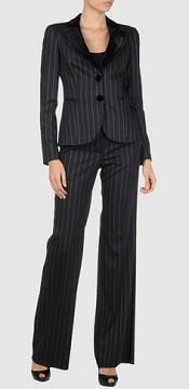 white pinstriped suit