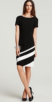 Anne Klein New York Silk Georgette Diagonal Striped Shift Dress