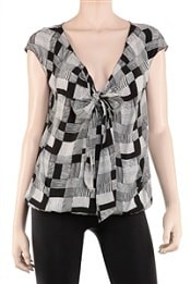 TIE FRONT BLOUSE-ASST-BKIVSBRD