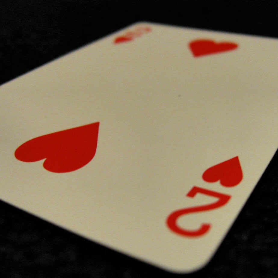 a playing card: the 2 of hearts