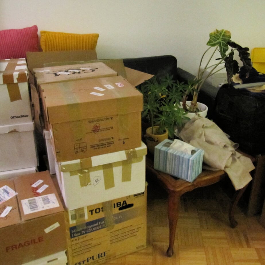 piles of boxes with labels