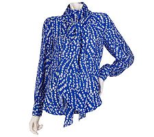 K-DASH by Kardashian Dot Print Blouse with Tie Detail