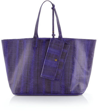 Beirn Grace Snake-Embossed Tote, Purple