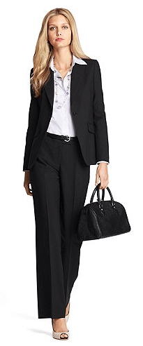 Le Suit 2-pc. Straight Leg Pant Suit-Petite, Color: Black - JCPenney