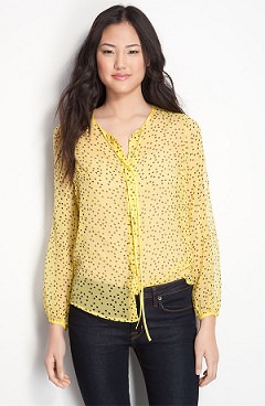 Thursday’s TPS Report: Sheer Polka Dot Silk Tie Neck Blouse