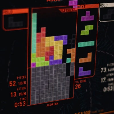 game of Tetris on computer screen