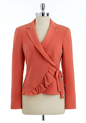 SHARAGANO Ruffled Wrap Blazer