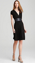 DKNY Belted V Neck Dress