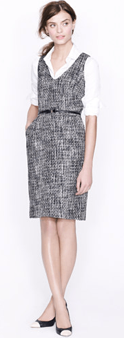 Sleeveless shift dress in pepper tweed