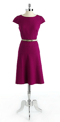 ANNE KLEIN Textured Belted Dress