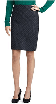 Wool Plaid Pencil Skirt