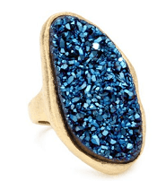   Marcia Moran "Midnight" 18k Gold-Plated Dark Blue Druzy Organic Stone Ring