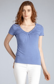  Elie Tahari blue spa jersey 'Sivan' gathered v-neck t-shirt 