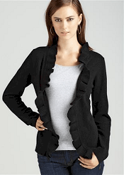 Wednesday's TPS Report: Cashmere Ruffle Trim Open Front Cardigan In Black 