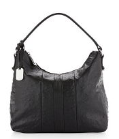 Furla Soho Ostrich-Embossed Hobo Bag, Onyx