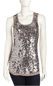 Design History Allover Sequin Tank, Dolphin Gray