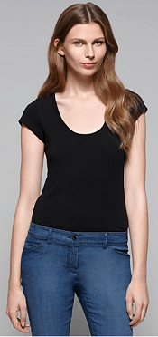 Juin Scoop Neck Stretch Cotton Tee