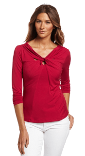 Three Dots Red Women's Cut Out Top