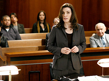 screencapture from The Good Wife, showing a character in a stylish suit in court