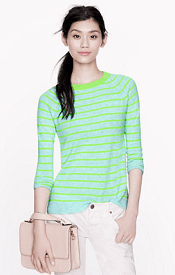 Collection cashmere raglan sweater in stripe