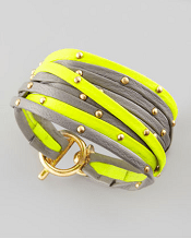 Gorjana Graham Leather Wrap Bracelet, Yellow/Gray 