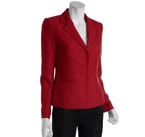 Tahari spice red notched collar concealed snap 'Anetta' jacket