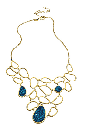 Andara Cut Out Blue Bean Druzy Statement Necklace