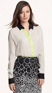 Elie Tahari 'Chelsea' Seersucker Silk Blouse