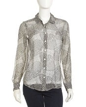 Equipment Sophie Print Silk Blouse, Nature White/Black 