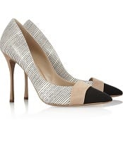 Nicholas Kirkwood Striped Elaphe, Suede and Grosgrain Pumps