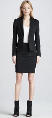 Burberry Brit Leather-Detail Blazer & Pencil Skirt 