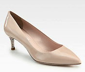 Miu Miu Patent Leather Glitter Heel Pumps