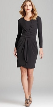 Armani Collezioni Matte Jersey Dress - Long Sleeve with Ruched Waist