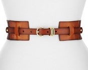 Linea Pelle Stretch Twill/Leather Belt, Whisky 