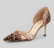 Manolo Blahnik Crux Gala Leopard-Print & Snakeskin d'Orsay Pump