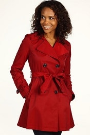 DKNY Double Breasted Short Trench Rebel Red