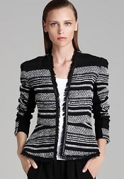 Rebecca Taylor Jacket Stripe Tweed Peplum